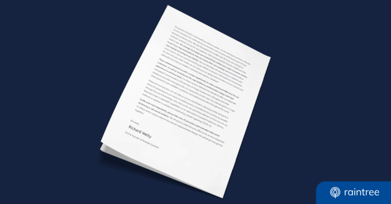 A mockup of the Founder Letter about Raintree Systems' Mission in 2020