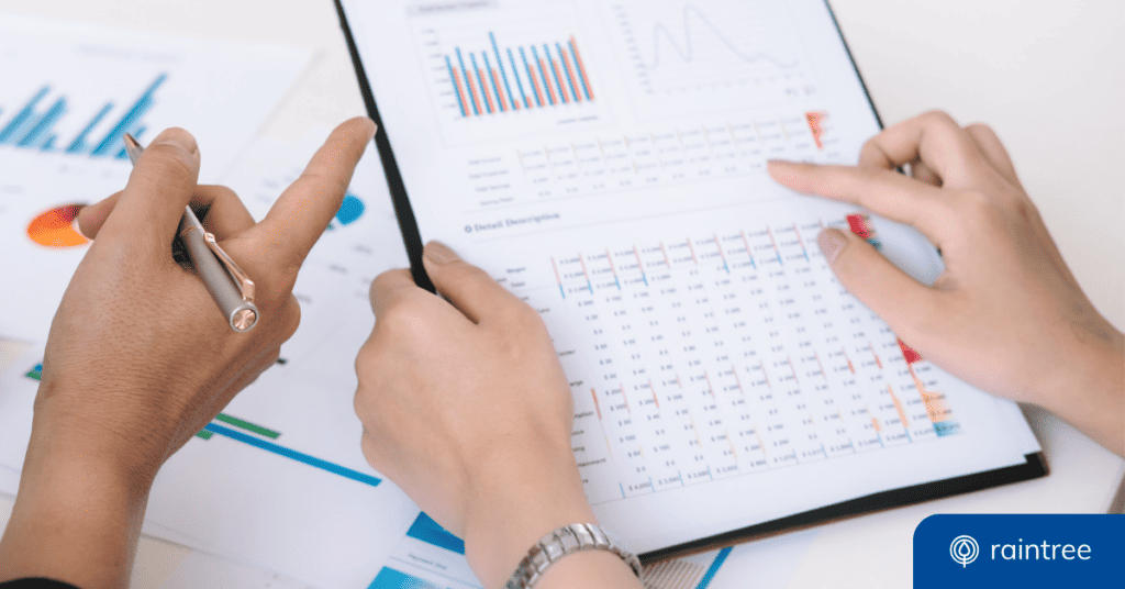 A close up of two people holding a clipboard with a data report printed out. Illustrating the topic: "How to Use Business Intelligence Tools for Practice Management."