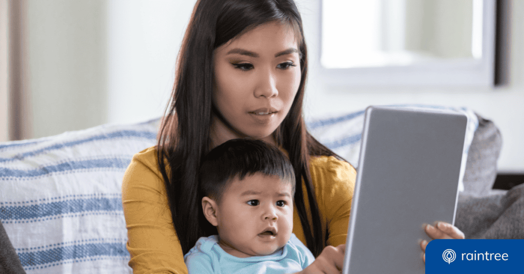 A mother and child look at a tablet device during a telehealth appointment, illustrating How Telehealth Has Advanced From 2020.