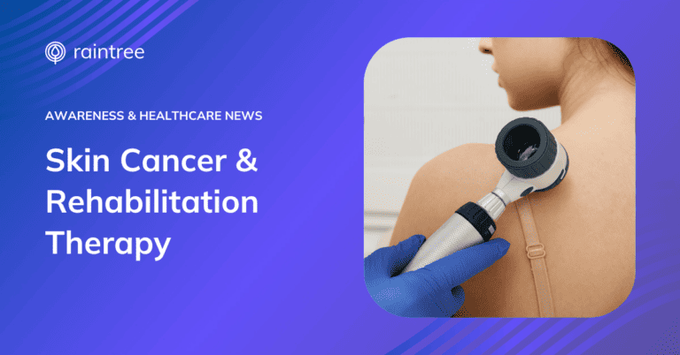 A header image showing a patient getting screened for skin cancer. The caption reads "Skin Cancer Rehabilitation Therapy"