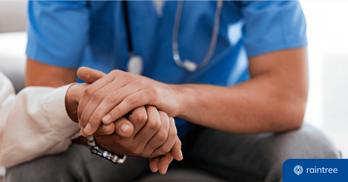 A Rehabilitative Therapist Holds The Hand Of A Senior Medicare Patient, Illustrating The Topic Of Medicare Cuts For Therapy And Rehab.
