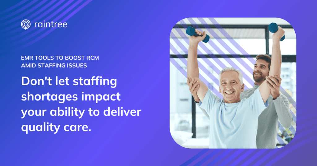 A Physical Therapist Watches As A Patient Raises Two Dumbbells In The Air. Illustrating The Topic: &Quot;How Can Understaffed Physical Therapy And Rehabilitation Practices Earn More Revenue?&Quot;