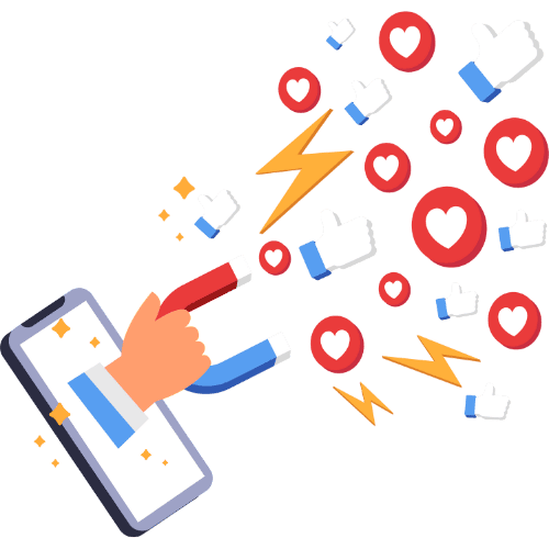 3 Physical Therapy Social Media Management Strategies To Maximize Patient Engagement 3 A Hand Reaches Out Of A Phone, Drawing In Positive Reviews With A Magnet. Illustrating The Concept Of: Responding To Patient Feedback And Reviews As A Physical Therapy Practice.