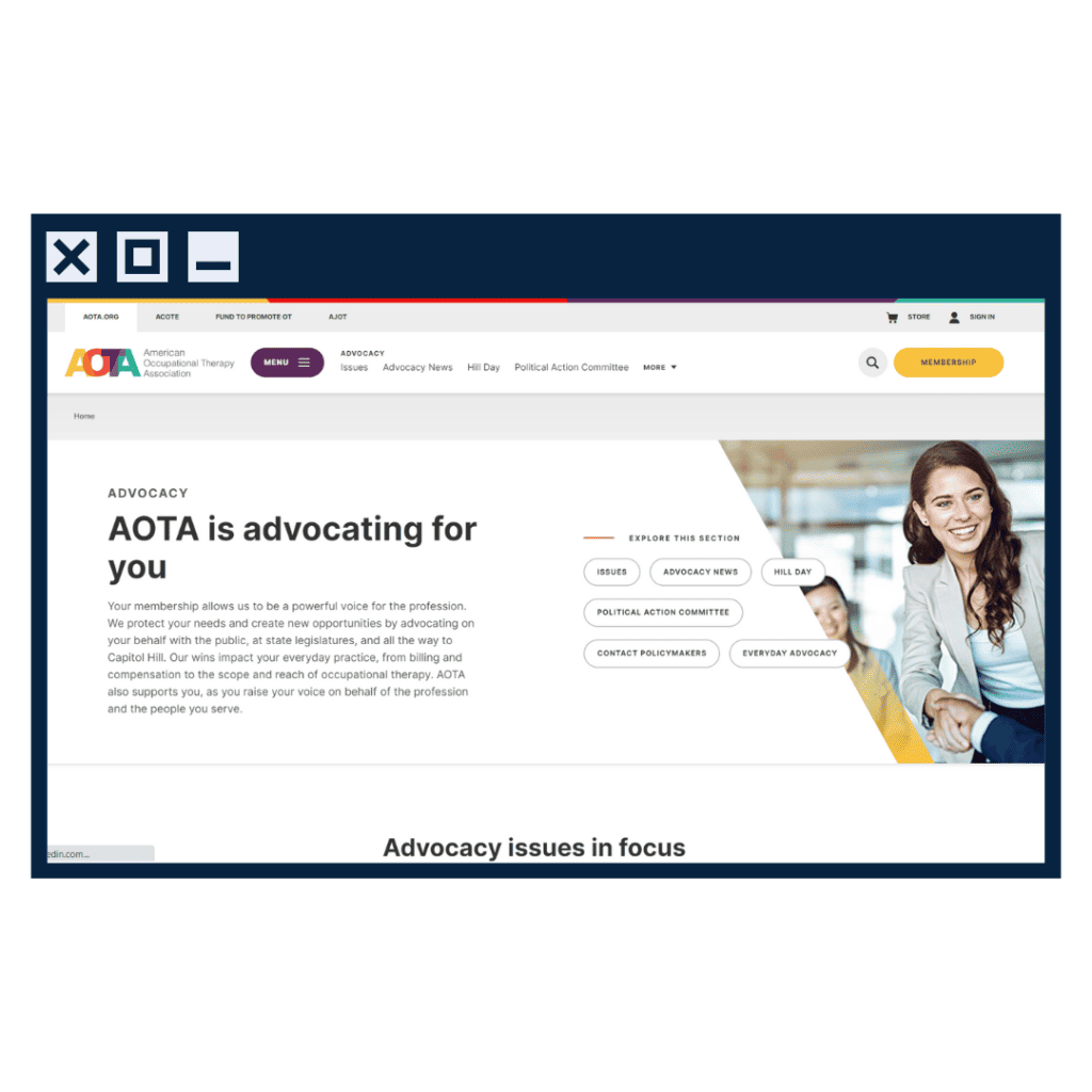 Top Issues In Rehabilitation And Physical Therapy Advocacy, Today 3 A Browser Mockup With The Aota Advocacy Page.