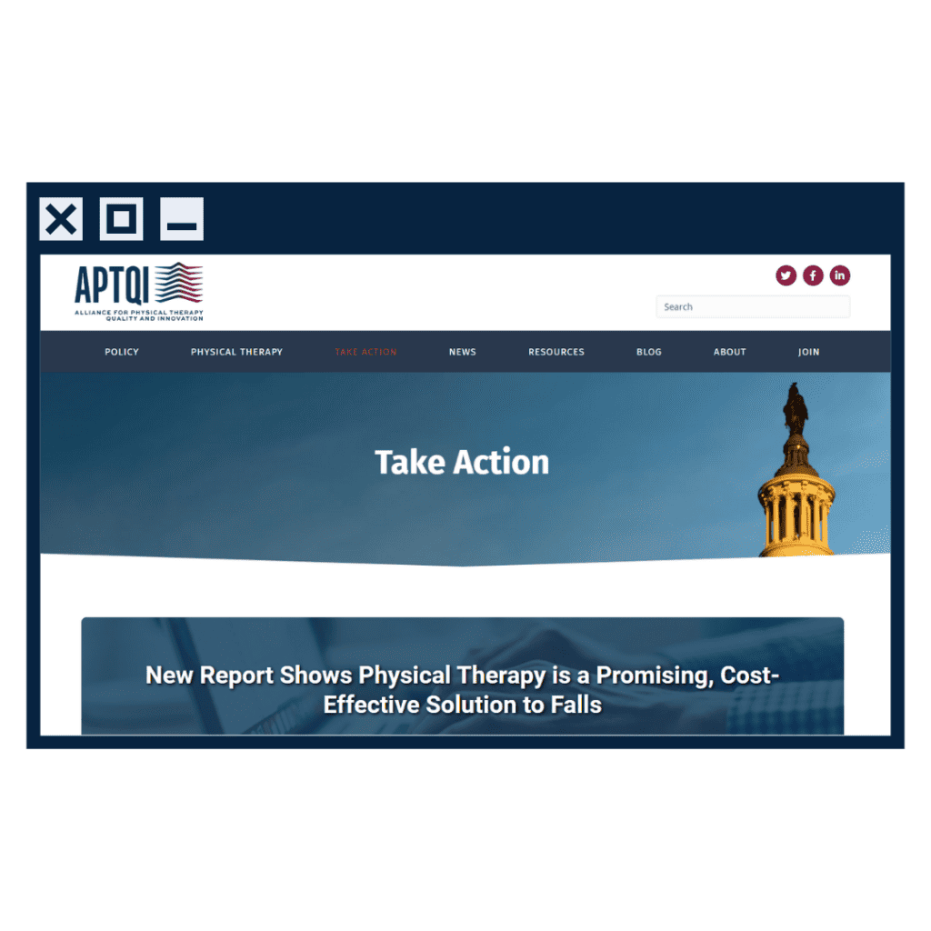 Top Issues In Rehabilitation And Physical Therapy Advocacy, Today 4 A Browser Mockup With The Aptqi Advocacy Page.