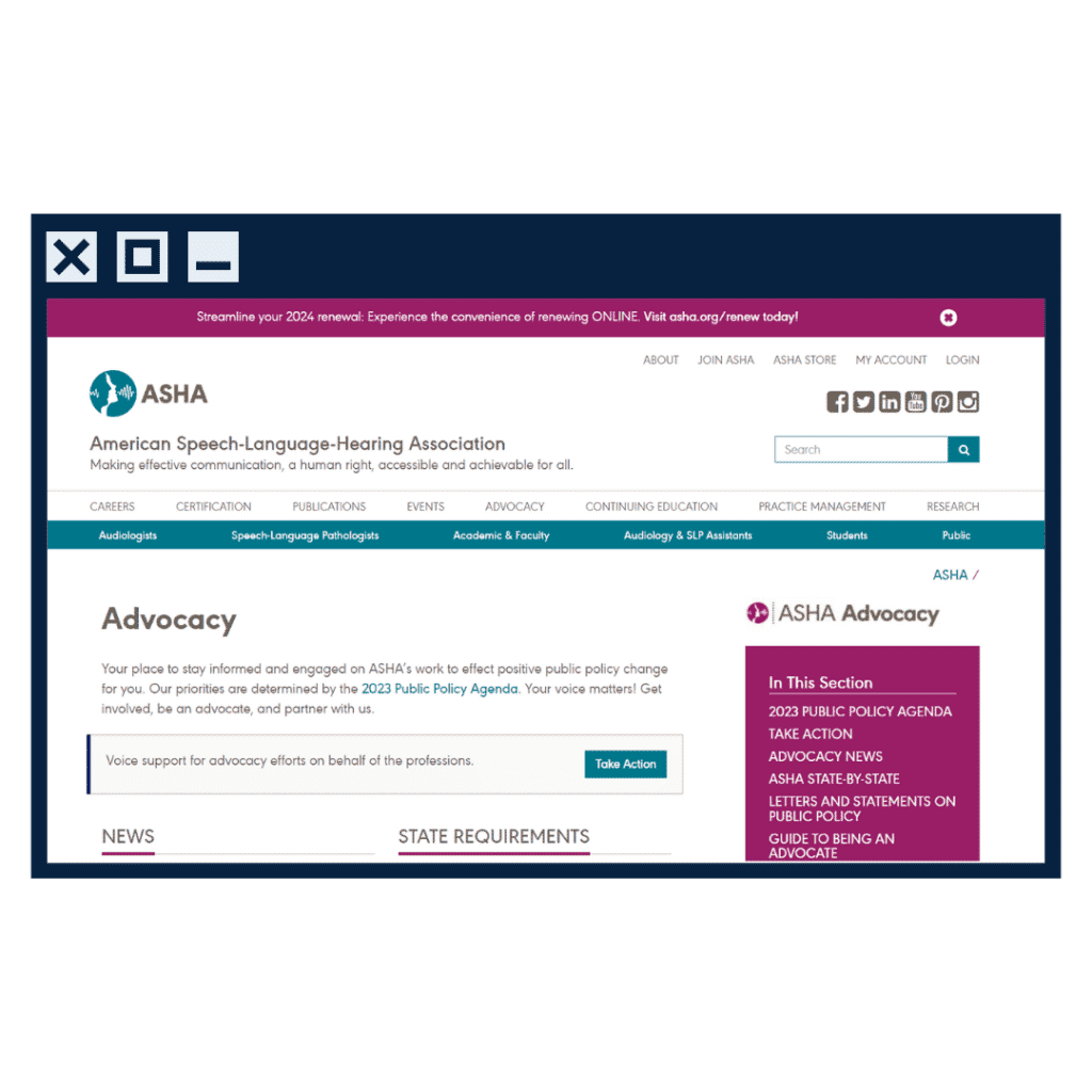 Top Issues In Rehabilitation And Physical Therapy Advocacy, Today 5 A Browser Mockup With The Asha Advocacy Page.