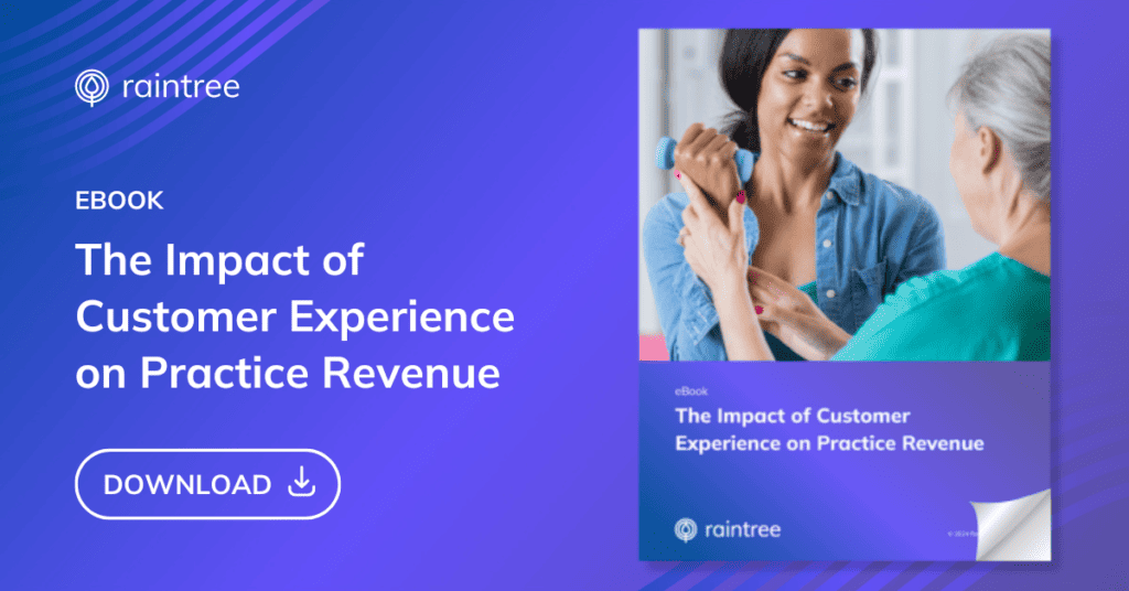 A Header Image With A Mockup Of An Ebook Titled: The Impact Of Customer Experience On Practice Revenue.&Quot;