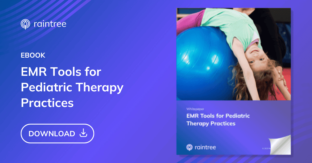 A Header Image With A Mockup Of An Ebook Titled: Emr Tools For Pediatric Therapy.