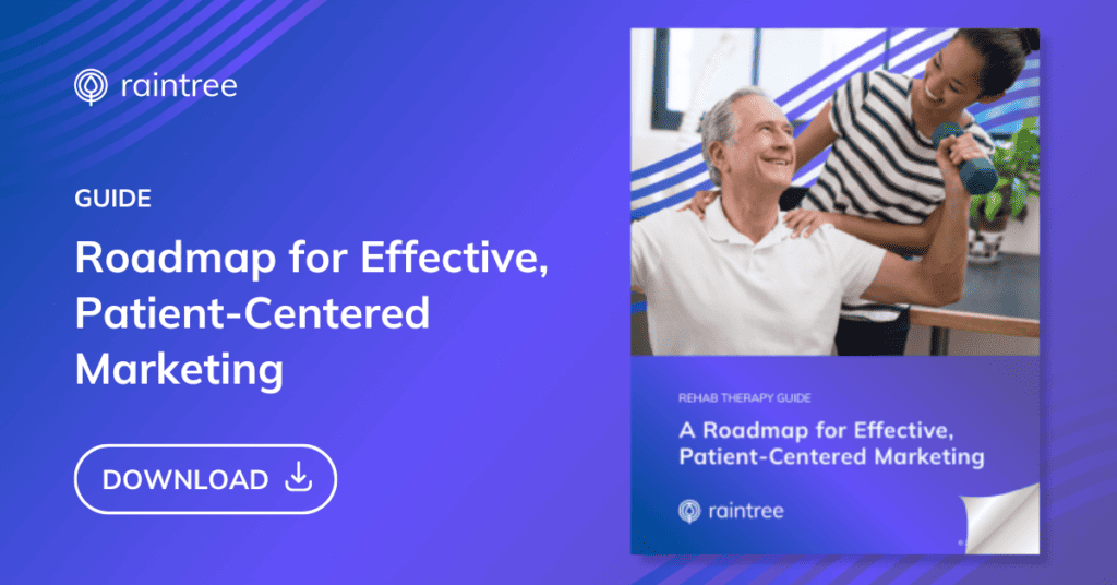 A Header Image With A Mockup Of An Ebook Titled: A Roadmap For Effective, Patient-Centered Marketing