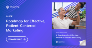 A header image with a mockup of an eBook titled: A Roadmap for Effective, Patient-Centered Marketing