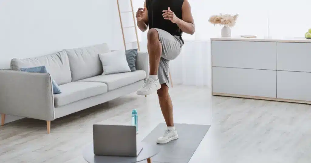 A physical therapy patient completes home exercises after an injury, illustrating the topic: return to work program success.