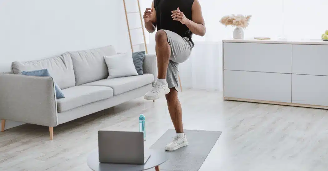 A physical therapy patient completes home exercises after an injury, illustrating the topic: return to work program success.