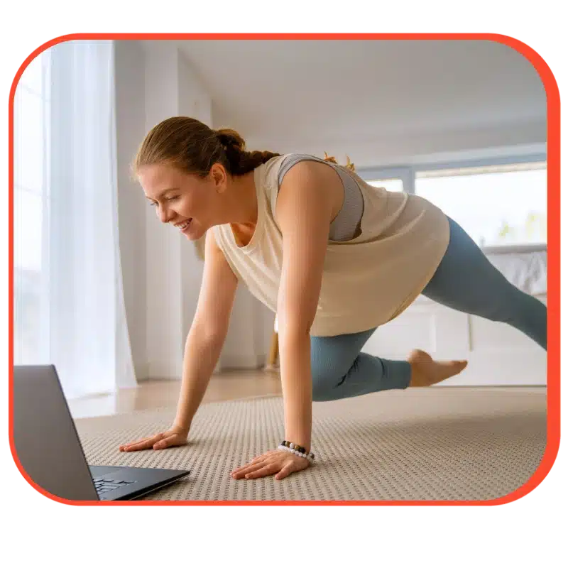 Telehealth 1 Telehealth Hero: A Physical Therapy Patient Smiles As She Completes Home Exercise Programs While Looking At A Laptop.